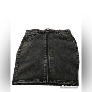 Black denim mini skirt